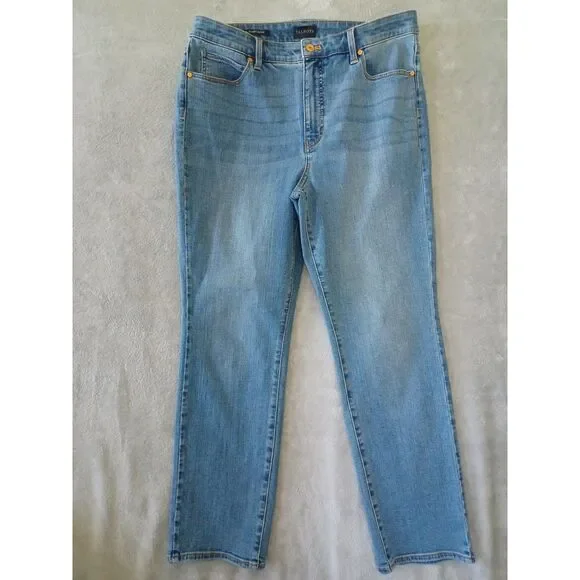 Talbots Straight Leg Jeans High Waist Medium Blue Wash Size 14 Petite Women's - Picture 11 of 11